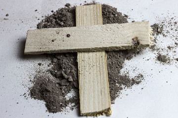 Ash Wednesday Cross. Lent. Christian religion - obrazy, fototapety, plakaty