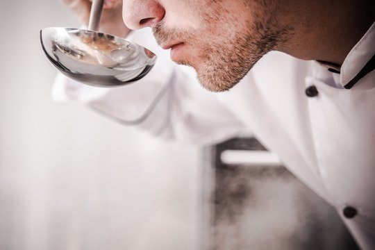 Kitchen Chef Smelling Soup