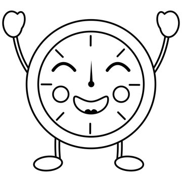 happy clock kawaii icon image vector illustration design 