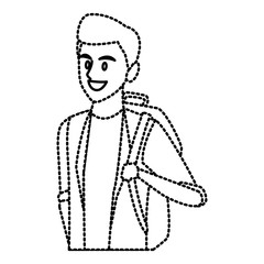 Young man student cartoon icon vector illustration graphic design