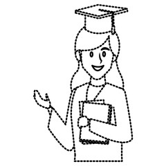 Student woman with graduation hat icon vector illustration graphic design