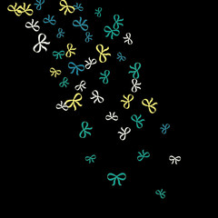 Festive Background with Colorful Bows. Cute Pattern for Postcard, Print, Banner or Poster. Small Pretty Bows For Party Decoration, Wedding, Birthday or Anniversary Invitation. Vector