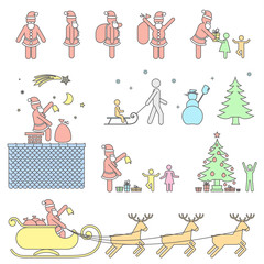 CHRISTMAS SEASON PICTOGRAM SYMBOL COLOR ICON SET