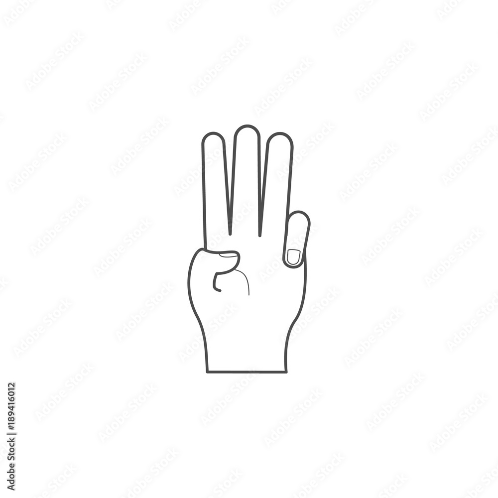 Poster hand sign show three icon. hands sign elements concept and web apps. thin line icon for website desi