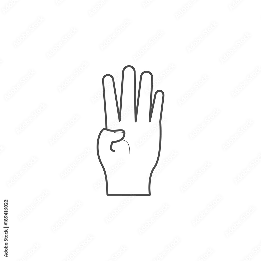 Poster hand sign show four icon. hands sign elements concept and web apps. thin line icon for website desig