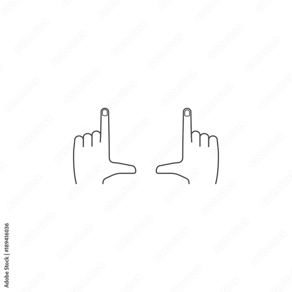 Poster hand sign i'm shooting icon. hands sign elements concept and web apps. thin line icon for website de