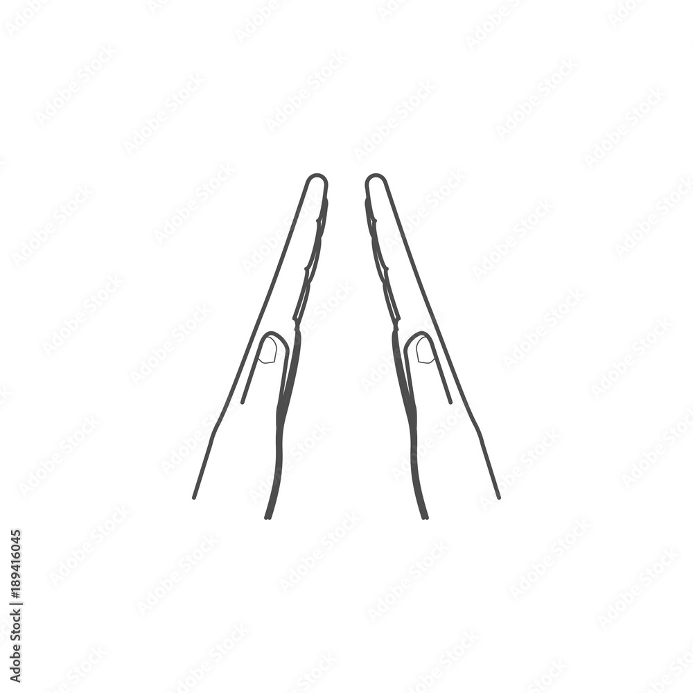 Aufkleber hand sign tapering fingers icon. hands sign elements concept and web apps. thin line icon for websit