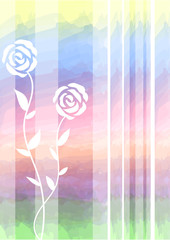 Beautiful hand drawing roses vintage style on pastel color sky background with abstract pattern, for wedding car or Valentine concepts vector and illustration