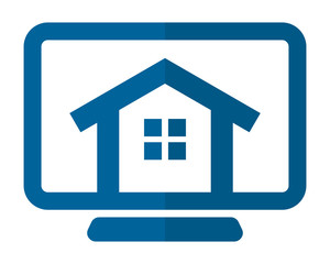 Obraz premium monitor screen architecture home house real estate image vector icon logo symbol