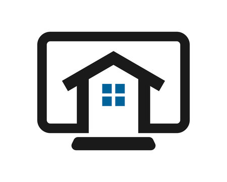 monitor screen architecture home house real estate image vector icon logo symbol