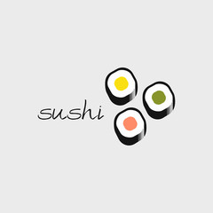 traditional Japanese lettering sushi roll simbol set logo