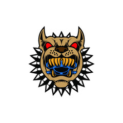 pitbul dog with nail bracelet and knuckle style hardcore design suitable for tshirt design and oldschool logo themed dog