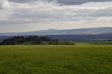 Distant view to mountains and forests
