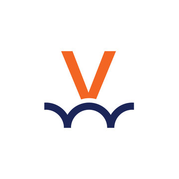 V letter bridge logo design