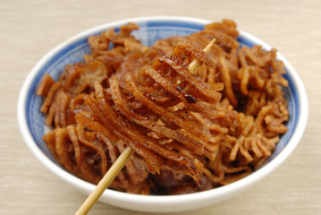 Stewed tofuskin on a stick 