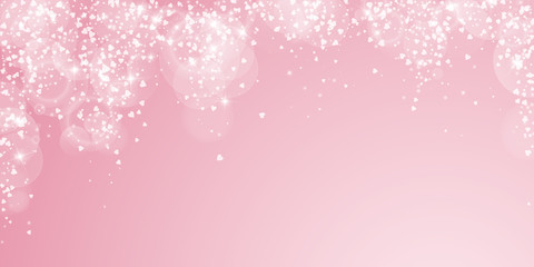 Falling hearts valentine background. Falling rain on pink background. Falling hearts valentines day popular design. Vector illustration.