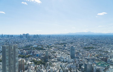 Fototapeta premium Sceneria Tokio Góra Fuji i centrum miasta widziane z Ikebukuro