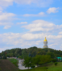 Fototapeta na wymiar Beautiful golden dome on the sky background