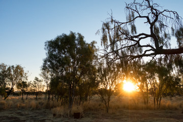 Sunset at an outback bush camp in the Northern Territory