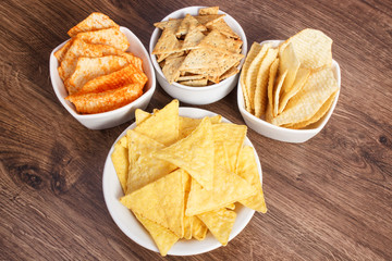 Salted crisps and cookies, concept of unhealthy food