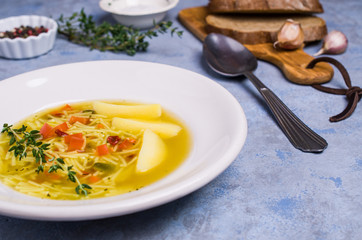Soup with pasta and vegetables