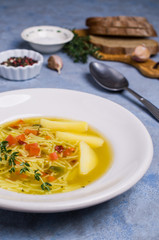 Soup with pasta and vegetables