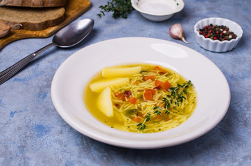 Soup with pasta and vegetables