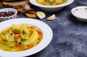 Soup with pasta and vegetables