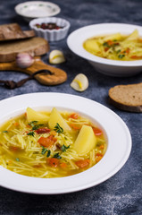 Soup with pasta and vegetables