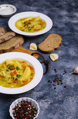 Soup with pasta and vegetables