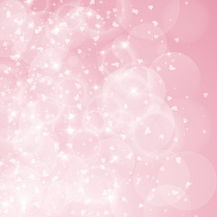 Falling hearts valentine background. Left gradient on pink background. Falling hearts valentines day rare design. Vector illustration.