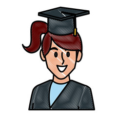 Student woman with graduation gown icon vector illustration graphic design