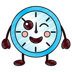 happy clock kawaii icon image vector illustration design 