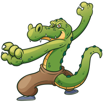 Vector illustration of Cartoon Kung fu Crocodile