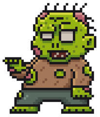Vector illustration of Cartoon Zombie - Pixel design