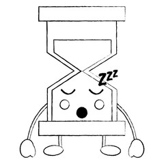 hourglass sleeping kawaii icon image vector illustration design  black sketch line