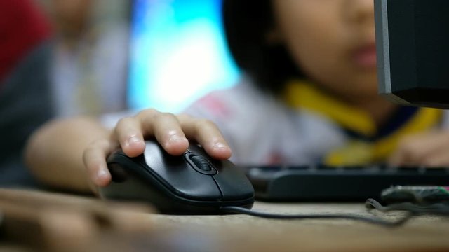 education and school concept, students in computer class