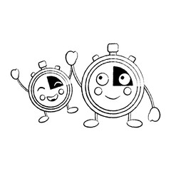 chronometers kawaii icon image vector illustration design  black sketch line