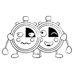 chronometers kawaii icon image vector illustration design  black sketch line