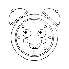 happy clock kawaii icon image vector illustration design  black sketch line