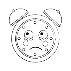 sad clock kawaii icon image vector illustration design  black sketch line