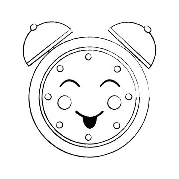 happy clock kawaii icon image vector illustration design  black sketch line