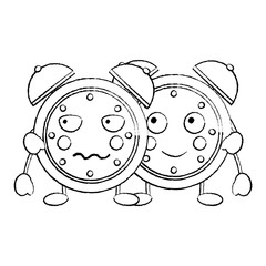 clocks kawaii icon image vector illustration design  black sketch line