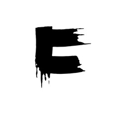 Letter F. Handwritten by dry brush. Rough strokes font. Vector illustration. Grunge style elegant alphabet.