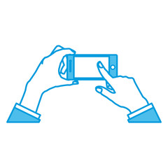 Hand touching smartphone icon vector illustration graphic design