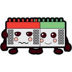 kawaii set calendar plan cartoon vector illustration