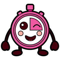 kawaii chronometer speed timer cartoon character vector illustration