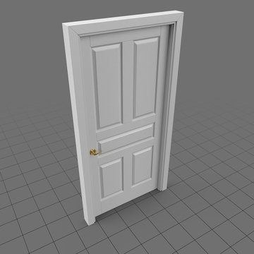 Closed door with lever doorknob