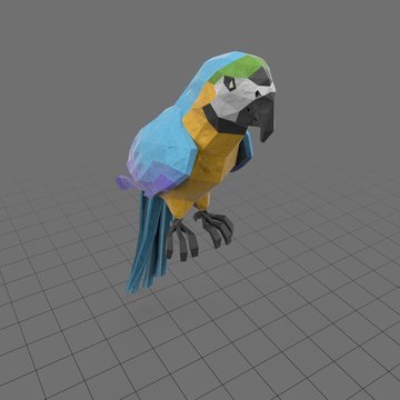 Stylized blue parrot perching