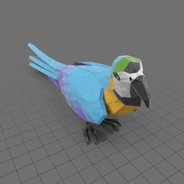 Stylized blue parrot standing